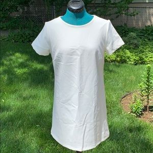 White shift dress